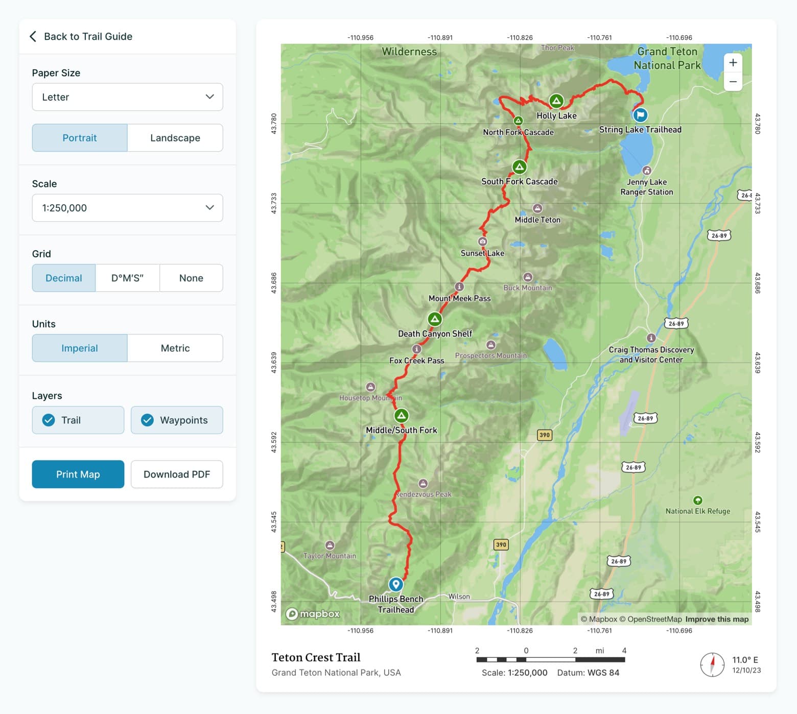 Printable and downloadable trail maps