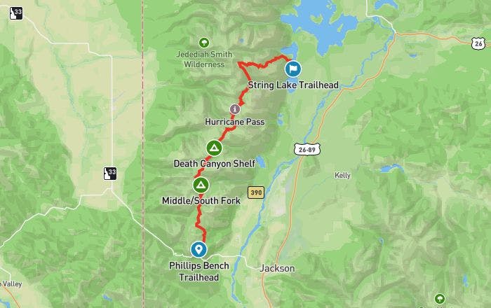 Teton Crest Trail map thumbnail